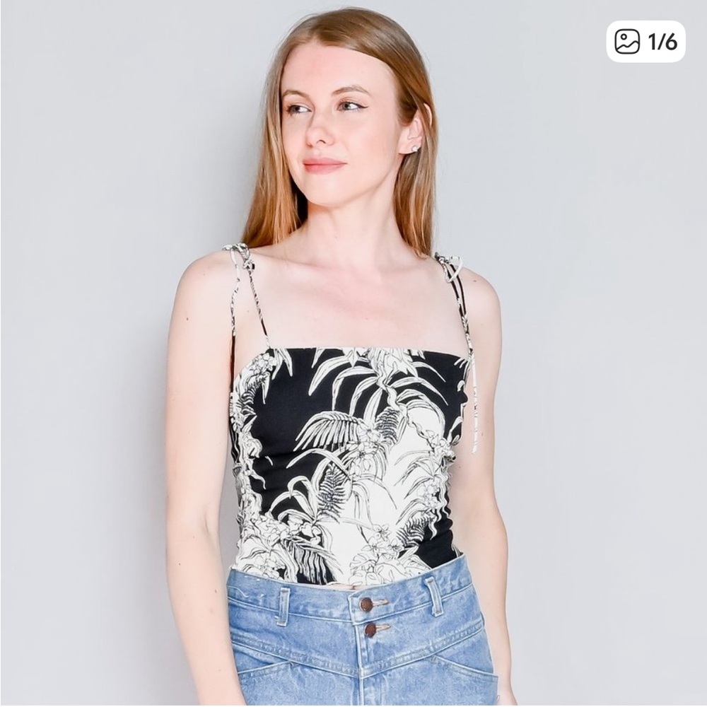 Reformation Black and White Tropical Print tank